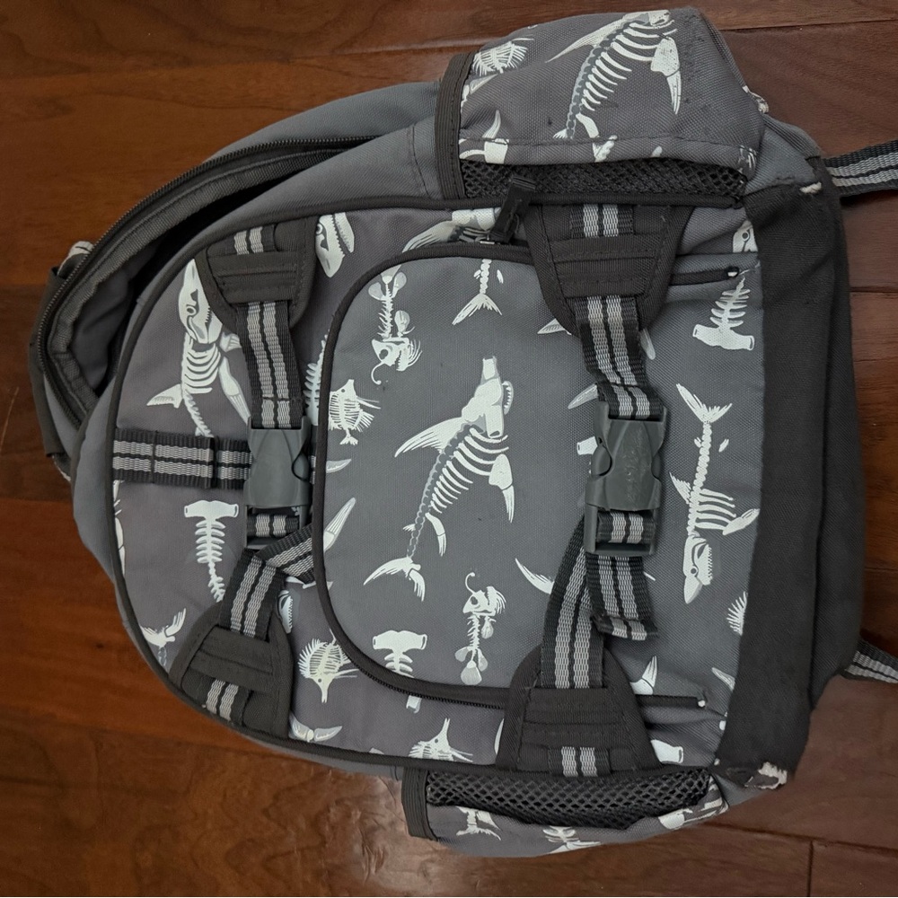 Pottery Barn Kids Gray and White Shark Patterned Backpack